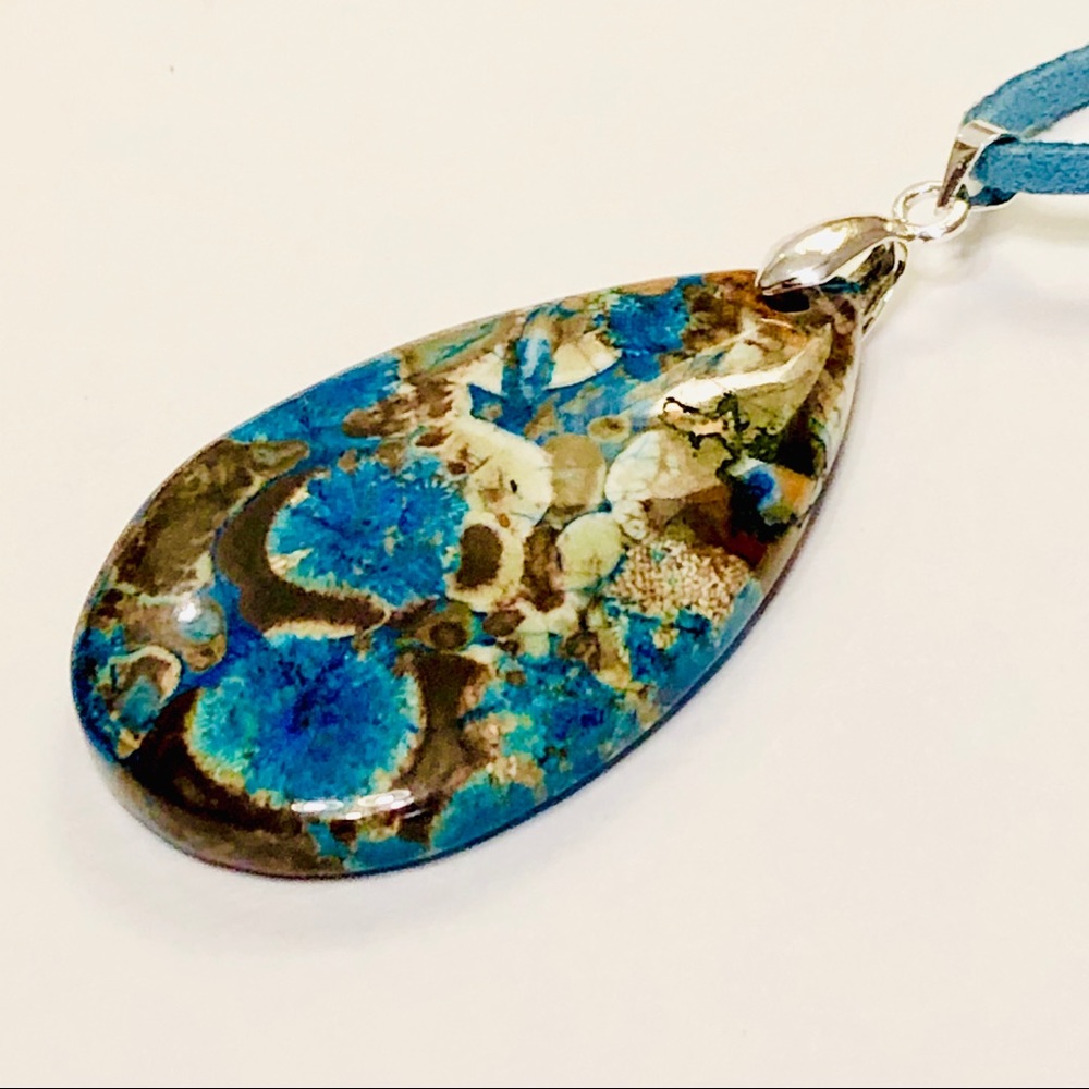 Blue Kambaba Jasper Stone Hand-crafted One-of-a-Kind Necklace - Picture 8 of 8